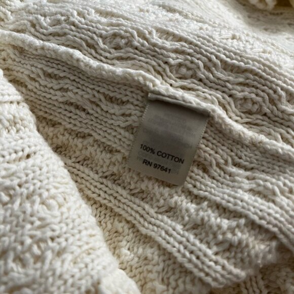 Cream Cable Knit Sweater with Ruffle Trim - Picture 7 of 7